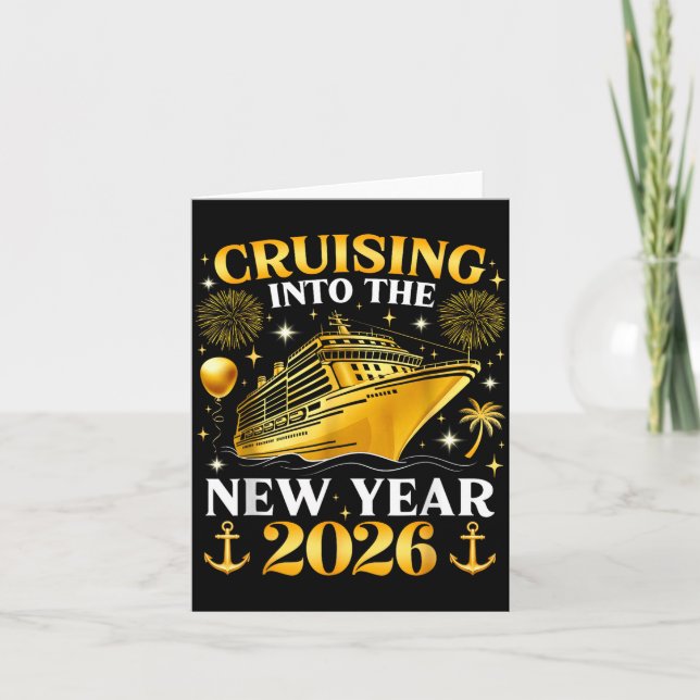Cartão Funny Cruising Into 2026 New Year Matching Family  (Frente)