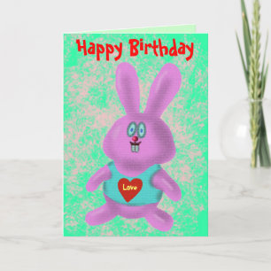 Cartão Funny cute bunny Happy Birthday card