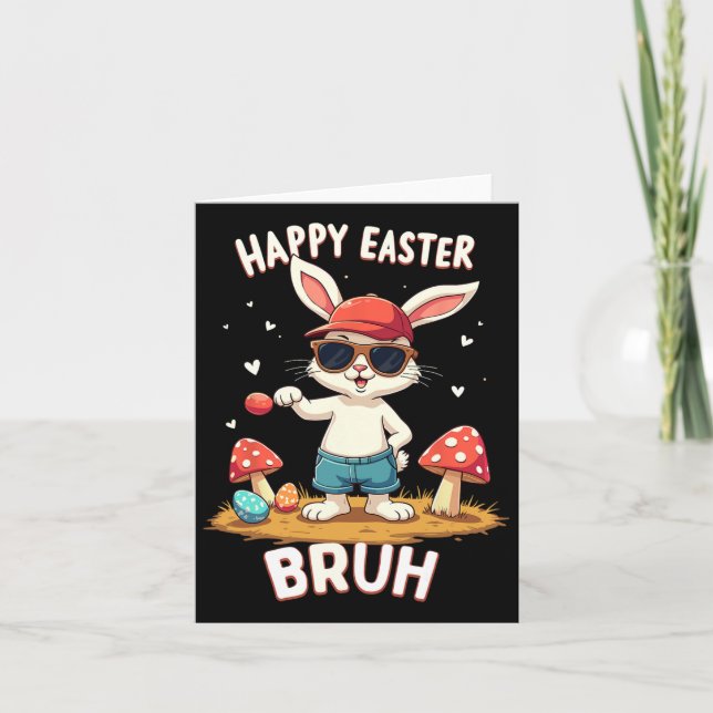 Cartão Funny Dabbing Bunny Felz pascoa Bruh (Frente)