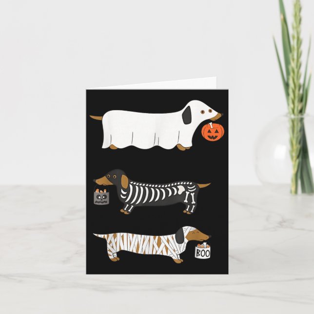 Cartão Funny Dachshund Ghost Halloween Soky Season Weenie (Frente)