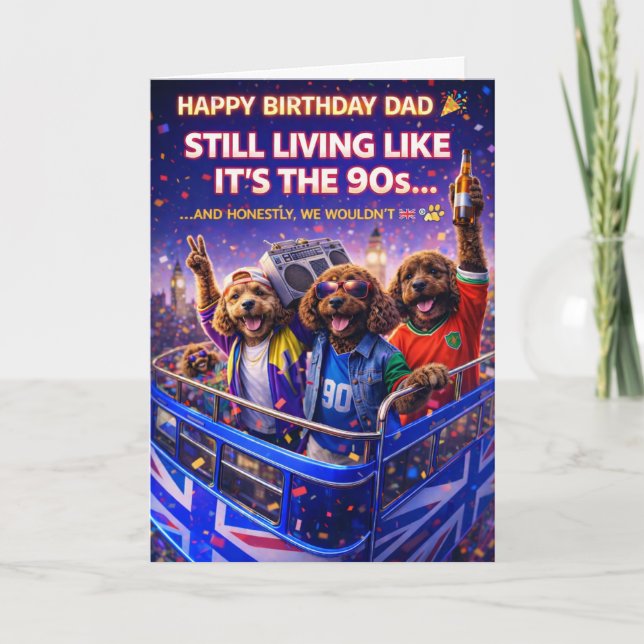 Cartão Funny Dad Birthday Card Dog 90s Cockapoo (Frente)