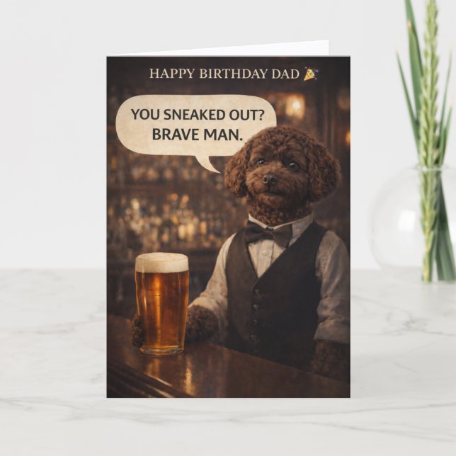 Cartão Funny Dad Birthday Card Dog Pub Joke Cockapoo (Frente)