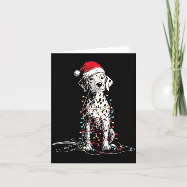 Cartão Funny Dalmatian Christmas Graphics Dog Lights Love (Frente)