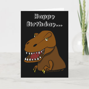 Cartão Funny Dinosaur Birthday Cartoon Tyrranosaurus Rex