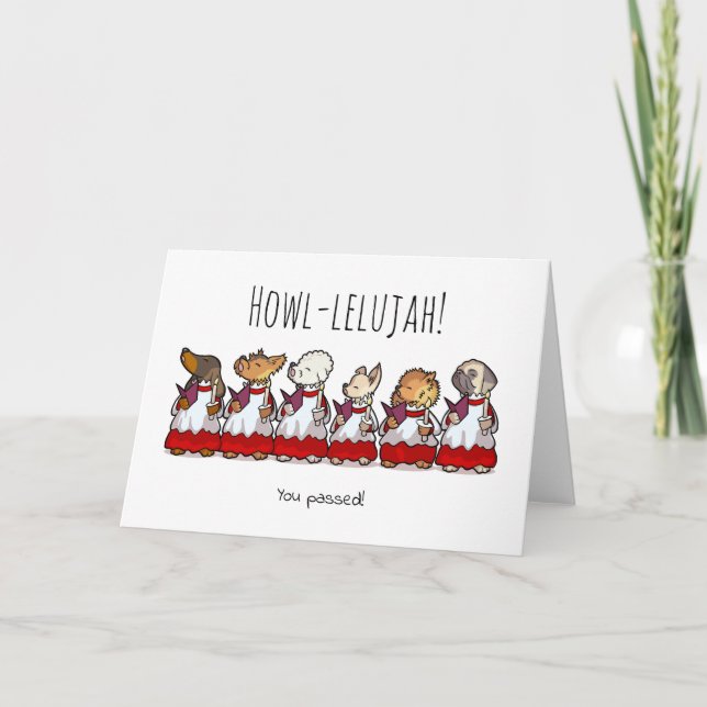 Cartão Funny Dog Choir Passed Test Or Exam Cartoon (Frente)