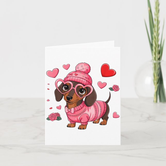 Cartão Funny Dog Dachshund Valentines Heart Dog Lover Men (Frente)