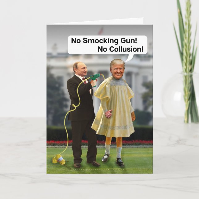 Cartão Funny Donald Trump Putin Smoking Gun Piada (Frente)