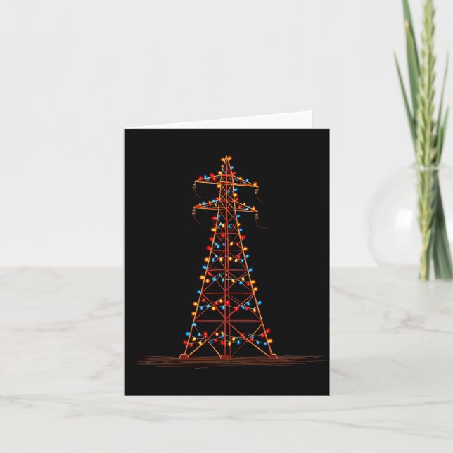 Cartão Funny Electric Pylon Christmas Graphics Lights Lov (Frente)