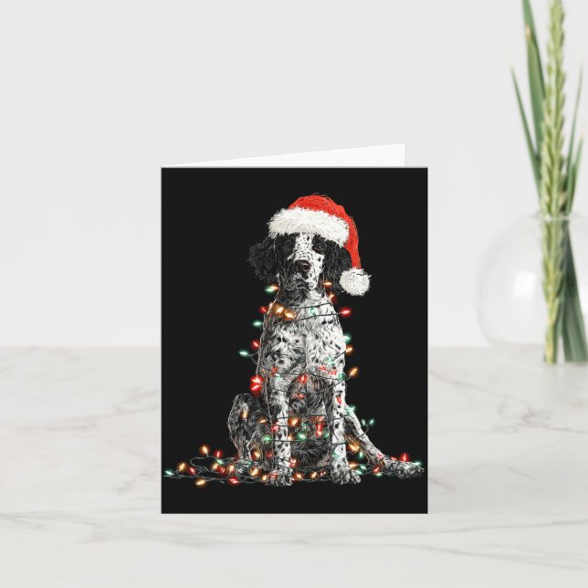 Cartão Funny English Setter Christmas Graphics Dog Lights (Frente)