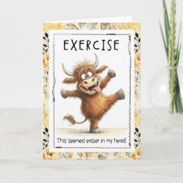 Cartão Funny Exercise Highland Cow Greeting Card