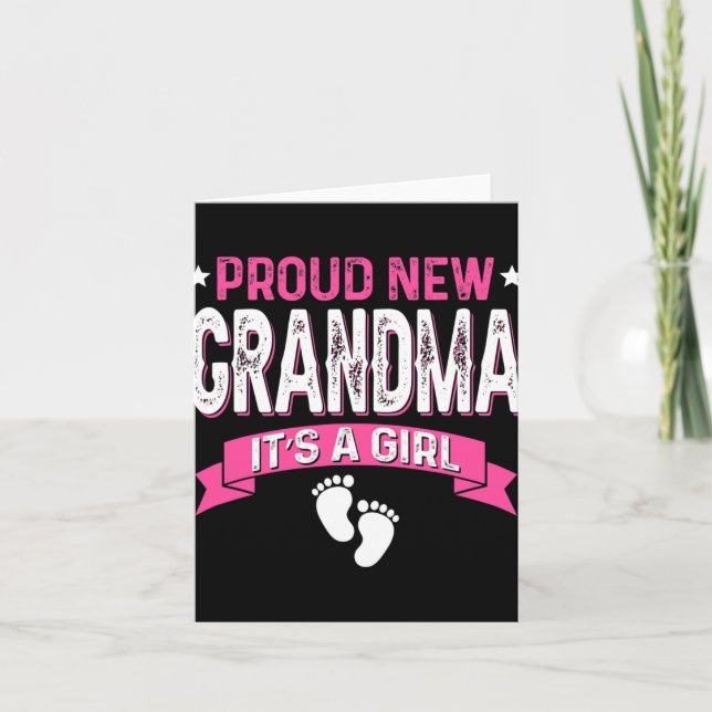 Cartão Funny Family Gender Reveal Proud New Grandma It's  (Frente)