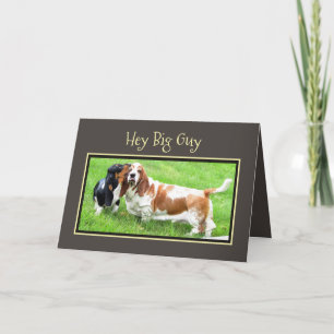 Cartão Funny "Father's Day Card" W/Basset Puppy & Adult