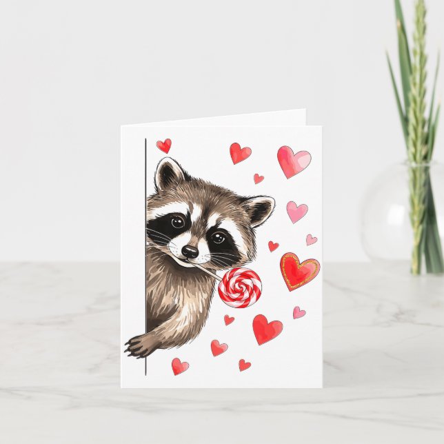 Cartão Funny Feral Raccoon Valentine's Day Sarcastic Humo (Frente)