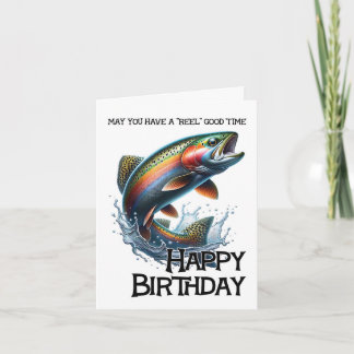 Cartão Funny Fisherman Birthday Card with Trout
