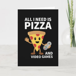 Cartão Funny Gamer Pizza Gaming Video Game Enthusiast Boy