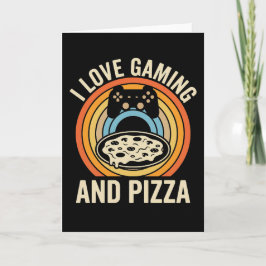 Cartão Funny Gamer Pizza Gaming Video Game Enthusiast Boy