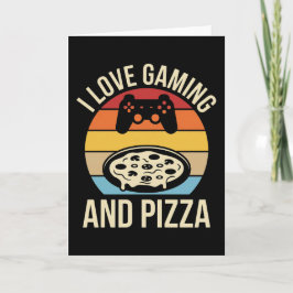 Cartão Funny Gamer Pizza Gaming Video Game Enthusiast Boy