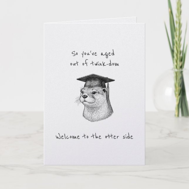 Cartão Funny Gay Twink 30th Otter Birthday Card punny (Frente)