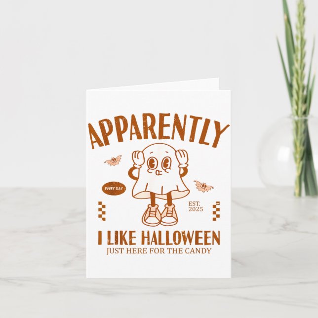 Cartão Funny Ghost Apparently, I Like Halloween  (Frente)
