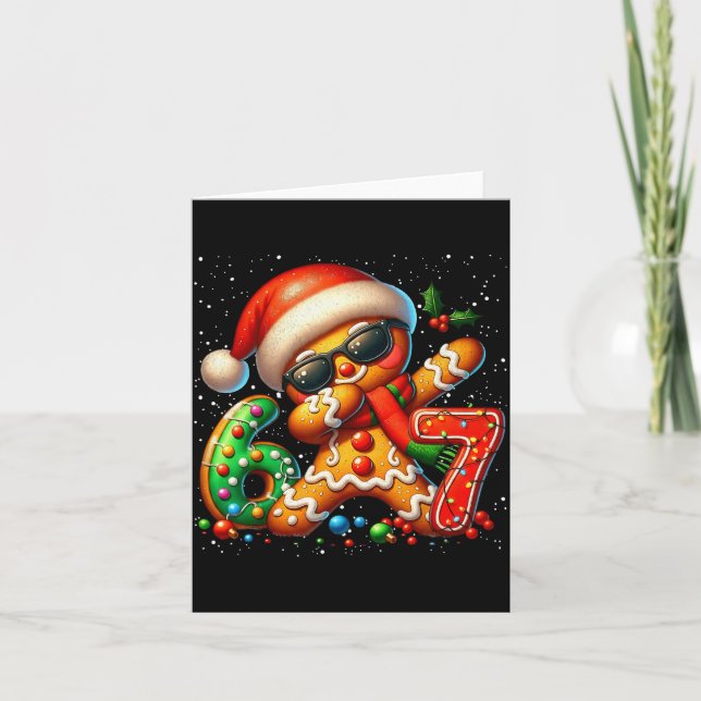 Cartão Funny Gingerbread Dabbing Seis Sete 67 Meme Natal (Frente)