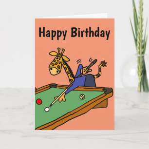 Cartão Funny Giraffe Playing Pool Cartoon