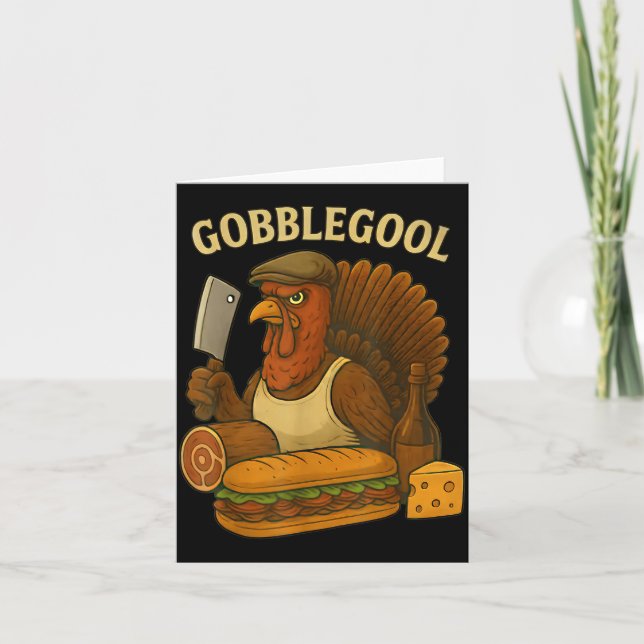 Cartão Funny Gobbol Turkey Baker Thanksgiving  (Frente)