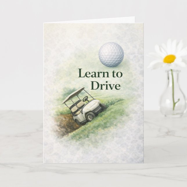 Cartão Funny Golf Birthday Card | Learn to Drive Humor (Planta pequena)