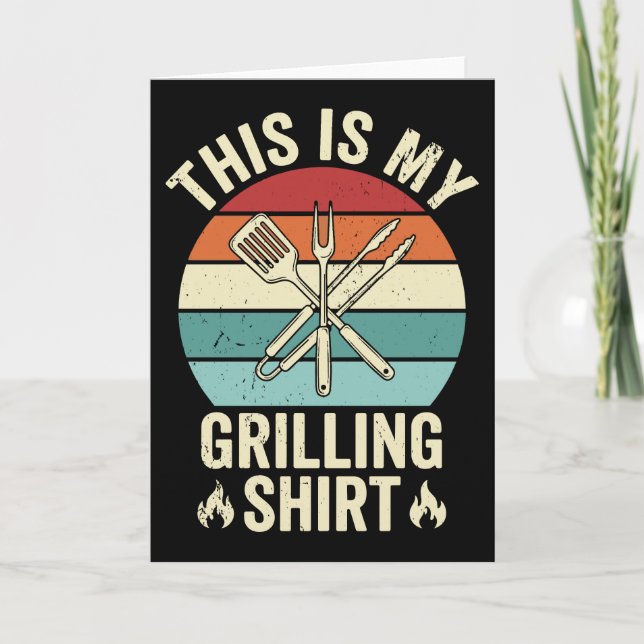 Cartão Funny Grilling Quote Retro Sunset BBQ Cookout (Frente)
