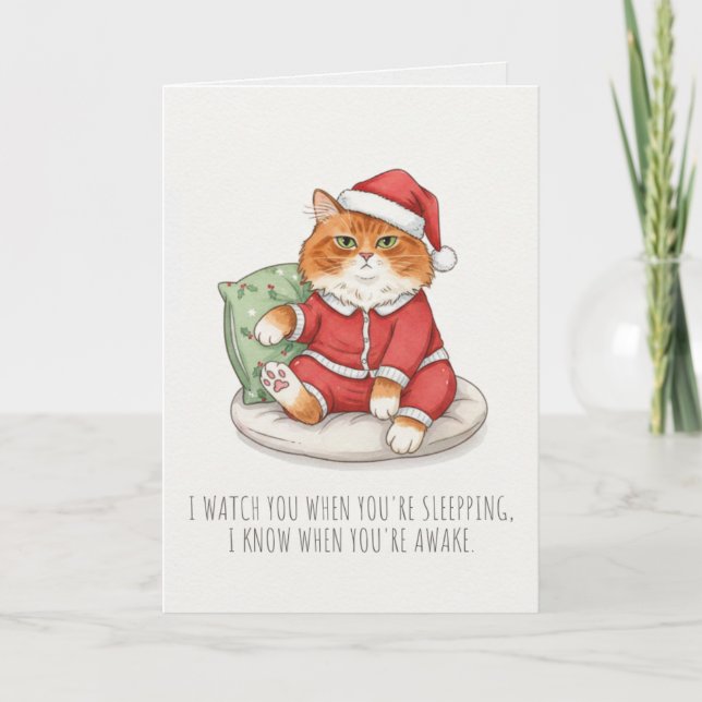 Cartão Funny Grumpy Christmas Cat Card (Frente)