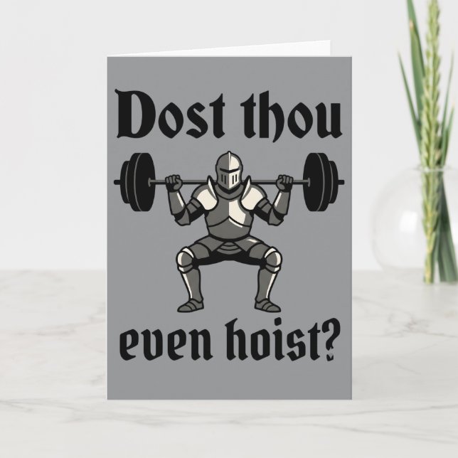 Cartão Funny Gym Dost Thou Even Hoist Medieval (Frente)