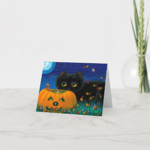 Cartão Funny Halloween Fall Cat Mouse Art Creationarts
