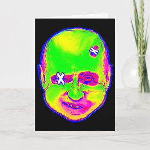 Cartão Funny Halloween Putin Palhaço Arte Retro dos Anos