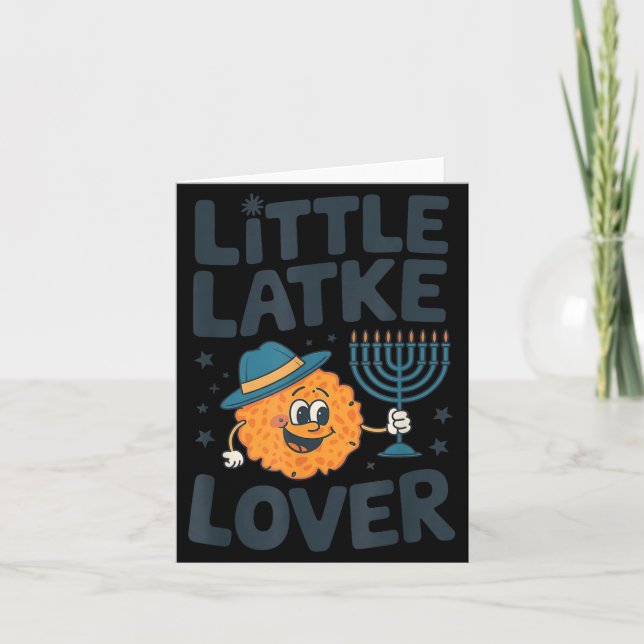 Cartão Funny Hanukkah Little Latke Jewish Family Kids Mat (Frente)