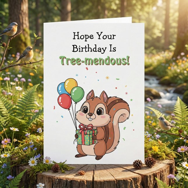 Cartão Funny Happy Birthday Squirrel Pun (Criador carregado)