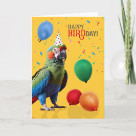 Cartão Funny Harlequin Macaw Parrot Birthday