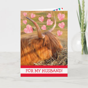 Cartão Funny Highland Steer Husband Birthday