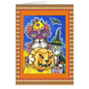 CARTÃO FUNNY HISS N' FITZ HALLOWEEN CATS GREETING CARD V