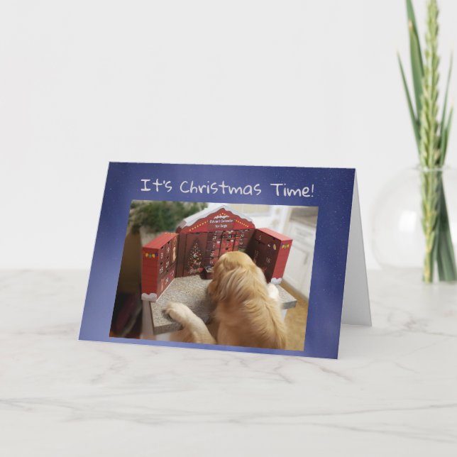 Cartão Funny Holiday card Dog with Treats Advent Calendar (Frente)