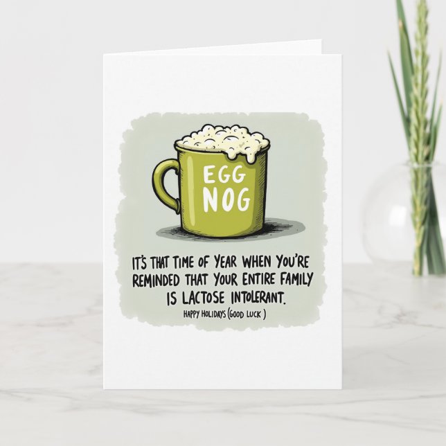 Cartão Funny holiday card eggnog lactose intolerant (Frente)