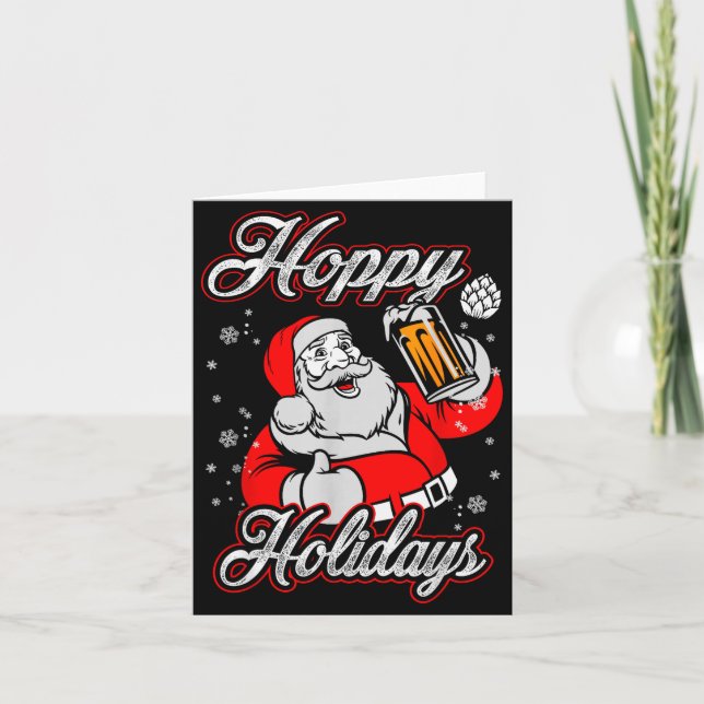 Cartão Funny Hoppy Holidays Santa Beer Christmas Drinking (Frente)