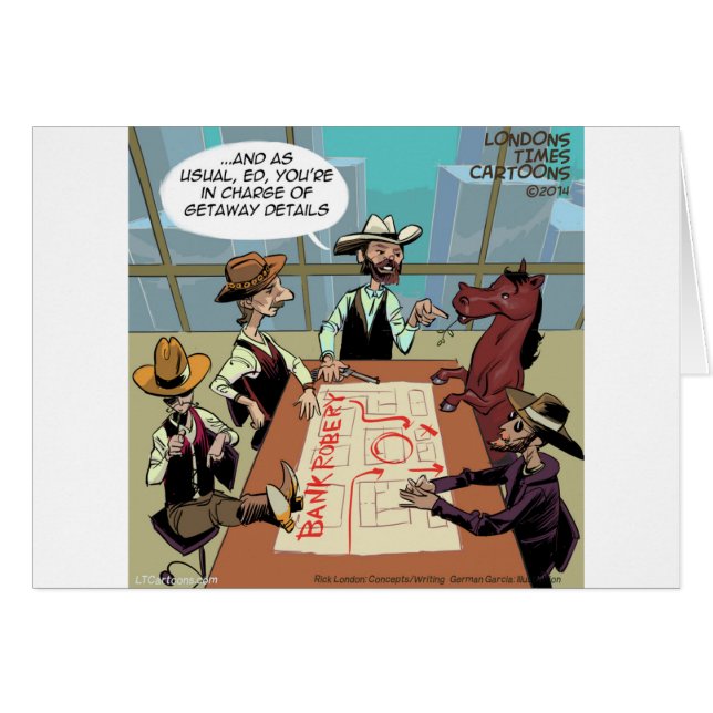 Cartão Funny Horse Bank Robber (Frente Horizontal)