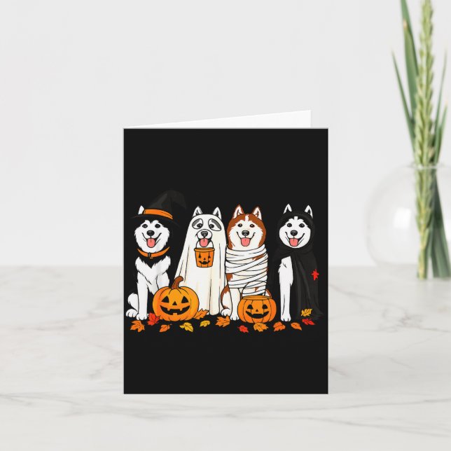 Cartão Funny Husky Ghost Dogs Halloween Dog Soky  (Frente)