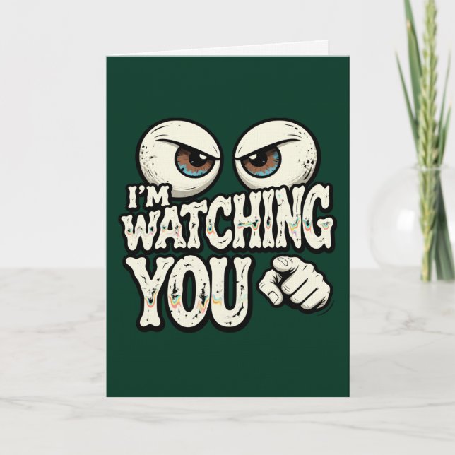Cartão Funny "I'M WATCHING YOU" Retro Eyes Greeting Card  (Frente)