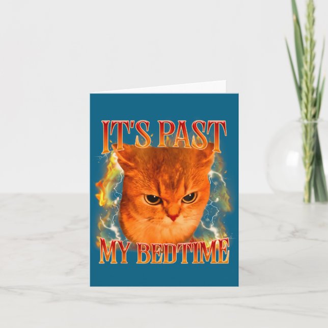 Cartão Funny It's Past My Bedtime Cat Meme Animals Humor  (Frente)