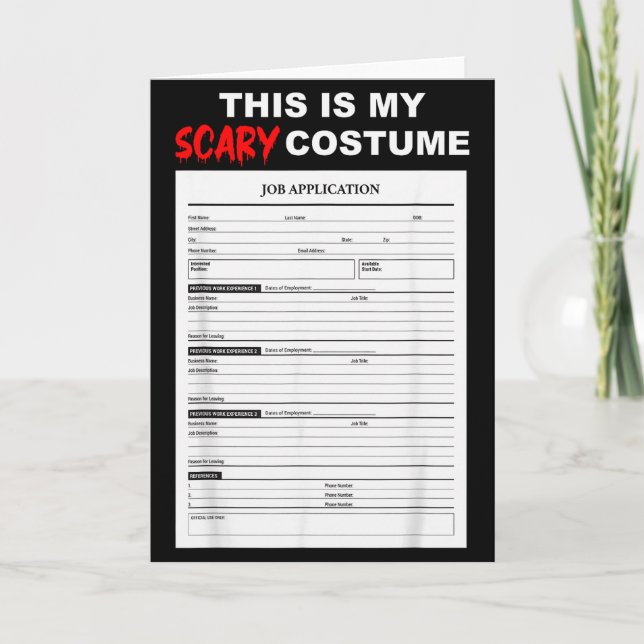 Cartão Funny Job Application Form Y Halloween Costume  (Frente)