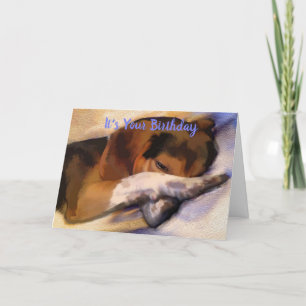 Cartão Funny Lazy Beagle Birthday Card