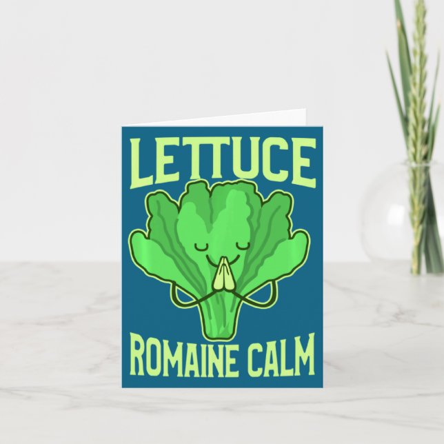 Cartão Funny Lettuce Romaine Calm Meditation Yoga Zen  (Frente)