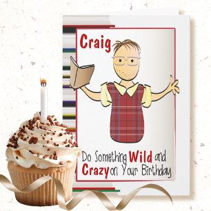 Cartão Funny Male Book Worm Birthday Card to Personalize