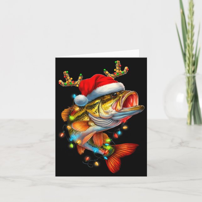 Cartão Funny Merry Fishmas B Fish Fishing Christmas Xmas  (Frente)