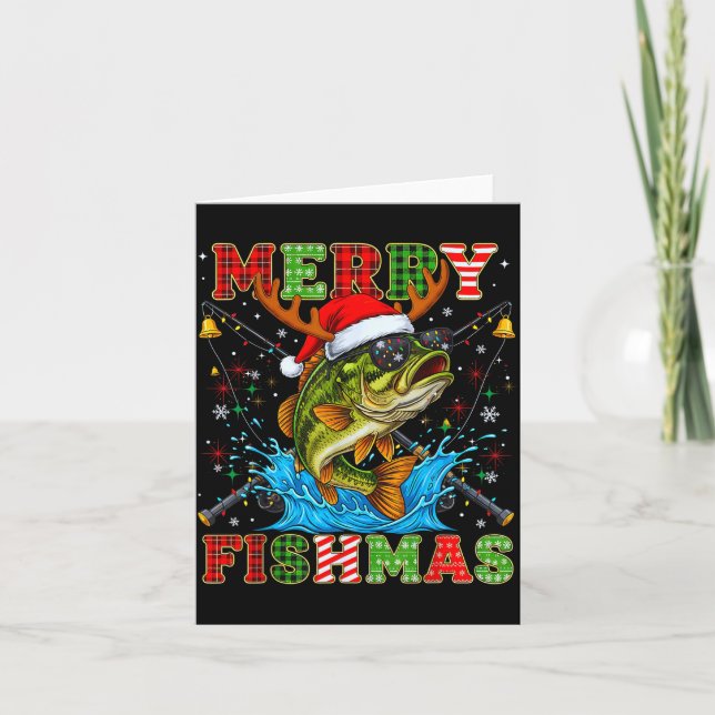 Cartão Funny Merry Fishmas Christmas Fish Xmas Fishing Fo (Frente)